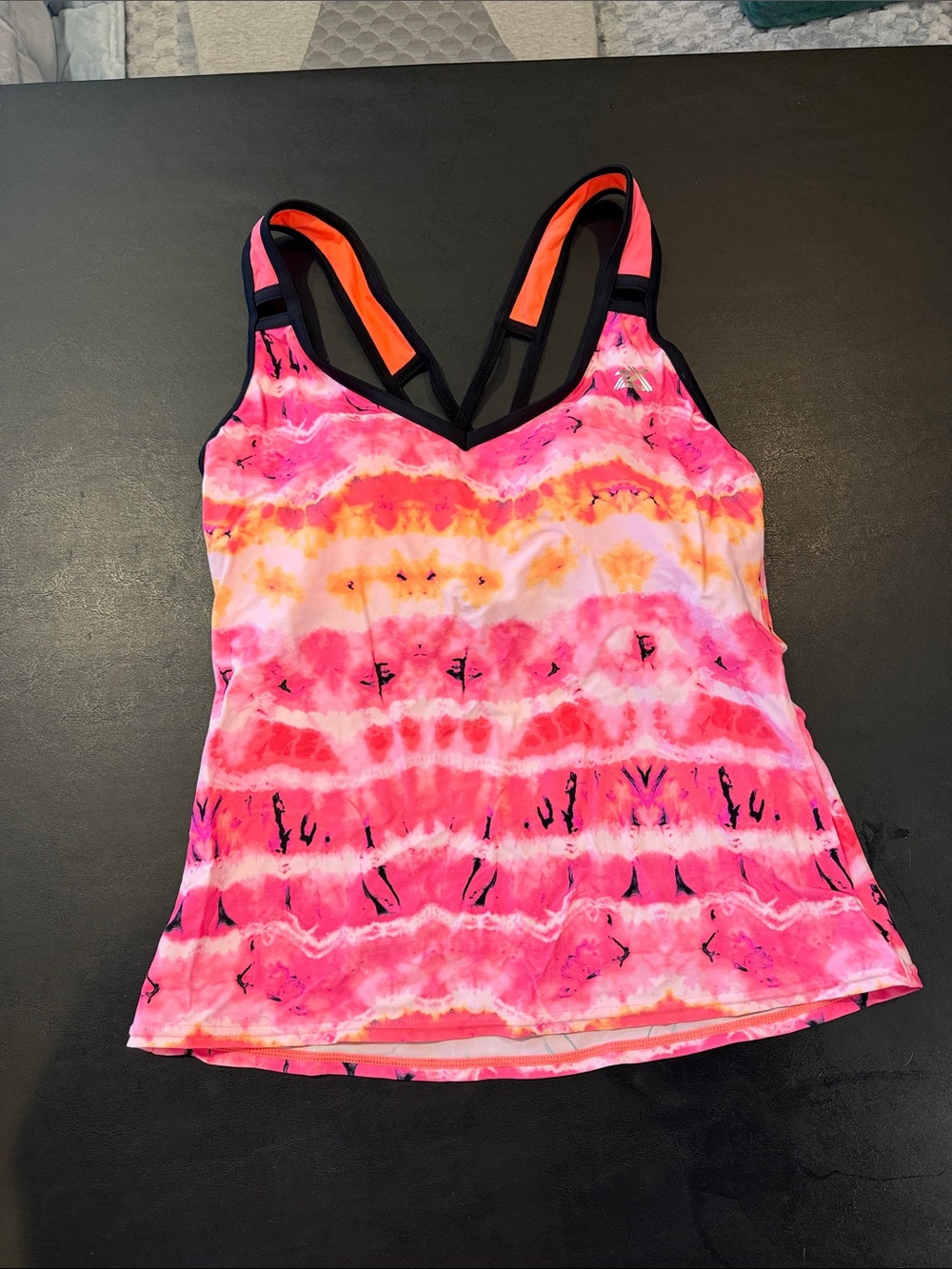ZeroXposur Pink and Orange Tie-Dye One Piece Swim Top